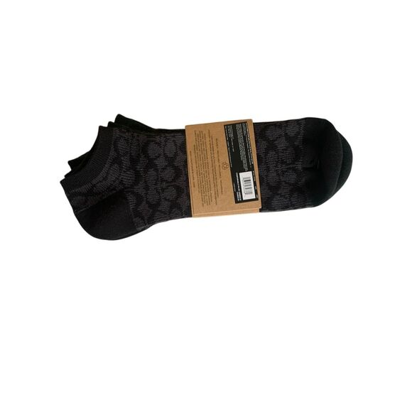 Coach Women’s Signature Ankle Socks Set of Two Green & Gray Logo Pattern, NWT - Picture 3 of 3